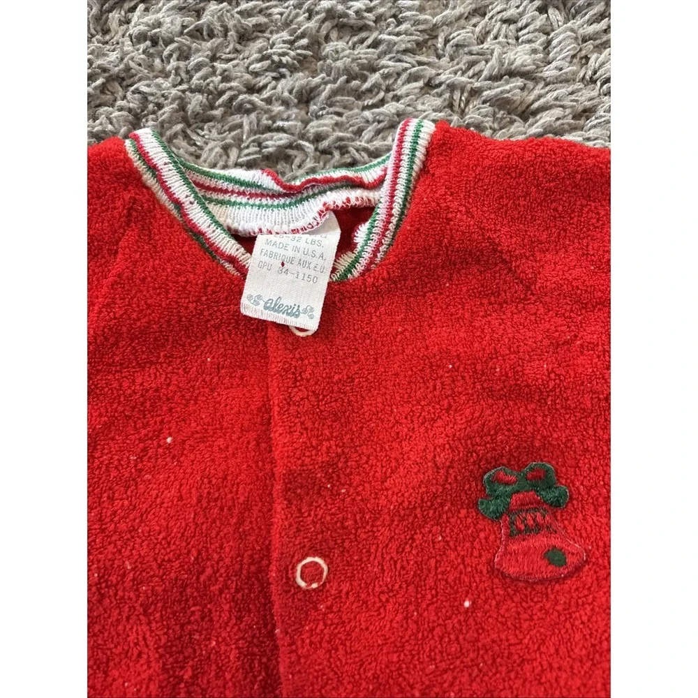 Vintage 80s‎ Alexis Terry Cloth Outfit Small 25-32 Lbs Baby Red Suit Christmas